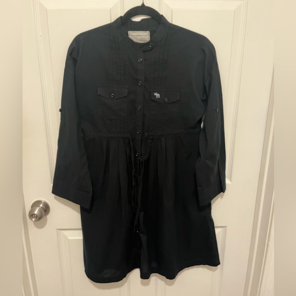 Abercrombie Fitch Tie-front Black Shirt Dress Sz L